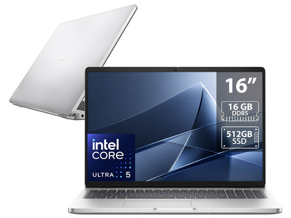 Laptop DELL Pro 16: 
Procesador Intel Core Ultra 5 235U (hasta 4.9 GHz), 
Memoria de 16GB DDR5, 
SSD de 512GB, 
Pantalla de 16