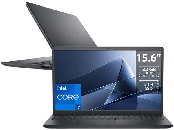 Laptop DELL LDC15250-7427BLK-PUS:
Procesador Intel Core i7 1355U (hasta 5.0 GHz),
Memoria de 32GB DDR5,
SSD de 2TB,
Pantalla de 15.6