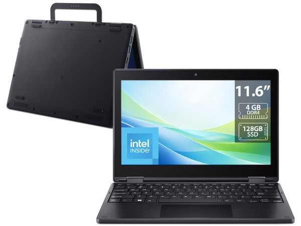 Laptop ECS LIVA 12EP:
Procesador Intel N100 (hasta 3.4 Ghz),
Memoria de 4GB DDR4,
SSD de 128GB,
Pantalla de 11.6
