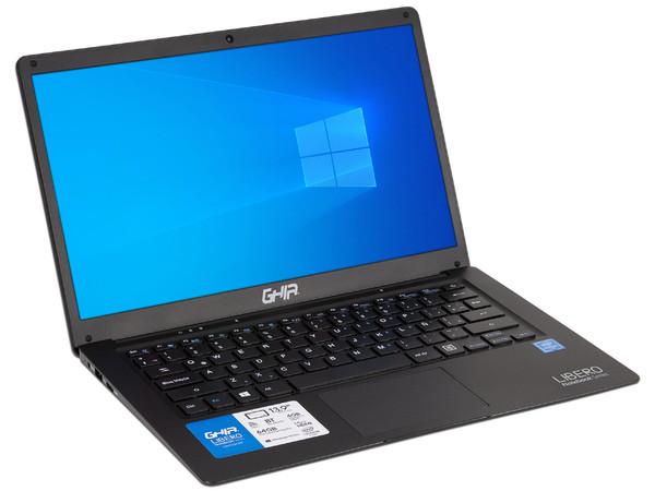 Laptop GHIA Libero:
Procesador Intel Celeron N3350 (hasta 2.4 GHz),
Memoria de 4GB LPDDR4,
eMMC de 64GB,
Pantalla de 14