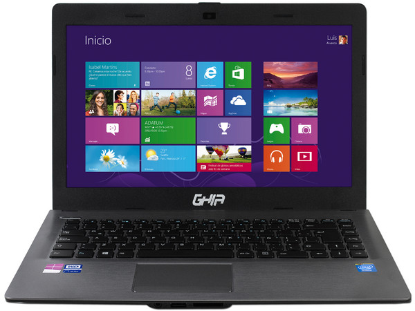 Laptop GHIA LIBERO: 
Procesador Intel Celeron N2840 (hasta 2.58 GHz),
Memoria de 2 GB DDR3L, Disco Duro 500 GB, 
Pantalla LED de 14