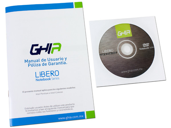 Laptop GHIA LIBERO: 
Procesador Intel Celeron N2840 (hasta 2.58 GHz),
Memoria de 2 GB DDR3L, Disco Duro 500 GB, 
Pantalla LED de 14