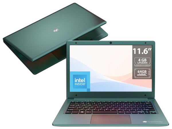 Laptop Gateway GWTN116:
Procesador Intel Celeron N4020 (hasta 2.80 GHz),
Memoria de 4GB LPDDR4,
Almacenamiento de 64GB,
Pantalla de 11.6