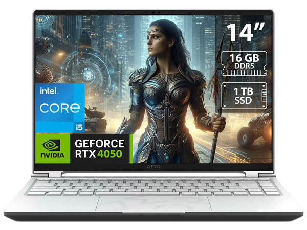 Laptop Gamer Gigabyte Aero 14:
Procesador Intel Core i5 12500H (Hasta 4.5 GHz),
Memoria de 16GB DDR5,
SSD de 1TB,
Pantalla de 14