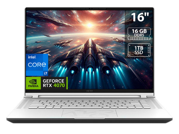 Laptop Gamer Gigabyte AERO 16 OLED BSF:
Procesador Intel Core i7 13700H (hasta 5.0 GHz),
Memoria de 16GB DDR5,
SSD de 1TB,
Pantalla de 16