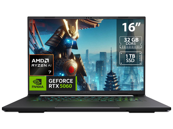 Laptop Gamer Gigabyte Aero X16: 
Procesador AMD Ryzen AI 7 350 (hasta 5.0 GHz), 
Memoria de 32GB DDR5, 
SSD de 1TB, 
Pantalla de 16