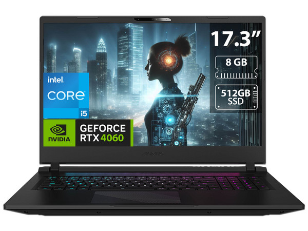 Laptop Gigabyte AORUS 17 9KF-E3L:
Procesador Intel Core i5 12500H,
Memoria de 8GB DDR4,
SSD de 512GB,
Pantalla de 17.3