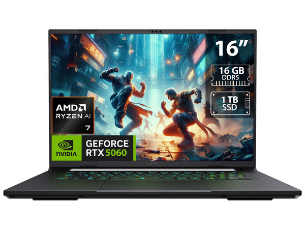 Laptop Gigabyte Aero X16:
Procesador AMD Ryzen 7 AI 350 (hasta 5.0 GHz),
Memoria de 16GB DDR5,
SSD de 1TB,
Pantalla de 16