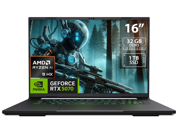 Laptop Gamer Gigabyte AERO X16: 
Procesador AMD Ryzen AI 9 HX 370 (hasta 5.1 GHz), 
Memoria de 32GB DDR5, 
SSD de 1TB, 
Pantalla de 16