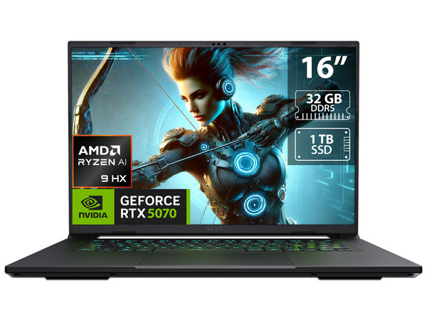 Laptop Gamer Gigabyte AERO X16: 
Procesador AMD Ryzen AI 9 HX 370 (hasta 5.1 GHz), 
Memoria de 32GB DDR5, 
SSD de 1TB, 
Pantalla de 16