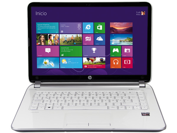 Laptop HP Pavilion Touch 14 Sleekbook:
Procesador AMD A8-5545M (1.7 GHz),
Memoria de 8 GB DDR3, Disco Duro de 500 GB,
Pantalla LED Multi Touch de 14