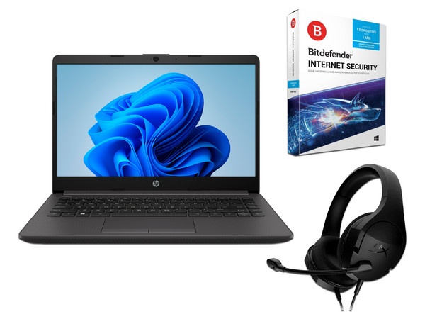 Laptop HP 245 G8:
Procesador AMD Ryzen 5 5500U (Hasta 4.0 GHz),
Memoria de 8GB DDR4,
SSD de 256GB,
Pantalla de 14