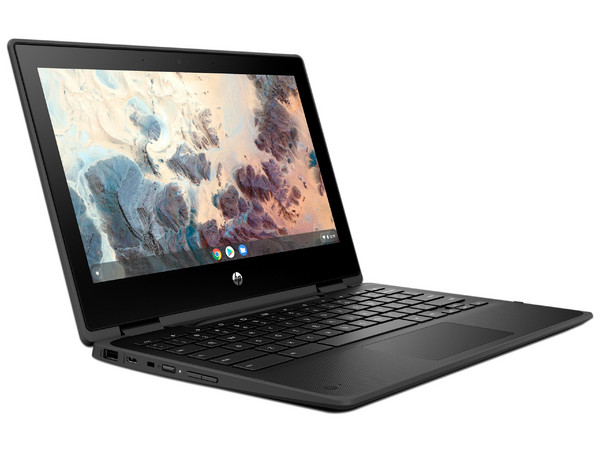 Laptop HP ChromeBook  x360:
Procesador Intel Celeron N5100 (hasta 2.8 GHz),
Memoria de 8GB LPDDR4,
Almacenamiento de 64GB,
Pantalla de 11.6