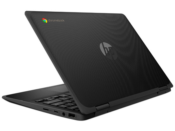 Laptop HP ChromeBook  x360:
Procesador Intel Celeron N5100 (hasta 2.8 GHz),
Memoria de 8GB LPDDR4,
Almacenamiento de 64GB,
Pantalla de 11.6