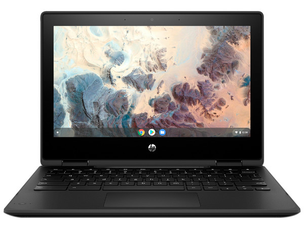Laptop HP ChromeBook  x360:
Procesador Intel Celeron N5100 (hasta 2.8 GHz),
Memoria de 8GB LPDDR4,
Almacenamiento de 64GB,
Pantalla de 11.6