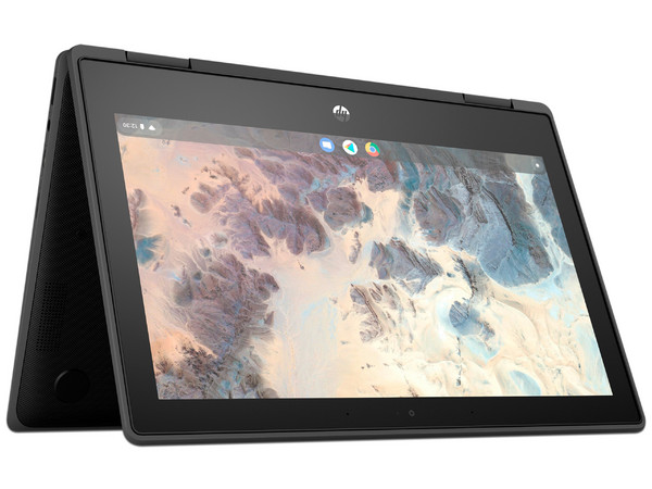 Laptop HP ChromeBook  x360:
Procesador Intel Celeron N5100 (hasta 2.8 GHz),
Memoria de 8GB LPDDR4,
Almacenamiento de 64GB,
Pantalla de 11.6