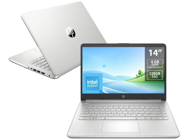 Laptop HP Consumo 14-dq0532la:
Procesador Intel Celeron N4120 (Hasta 2.6 GHz),
Memoria de 4GB DDR4,
SSD de 128GB,
Pantalla de 14