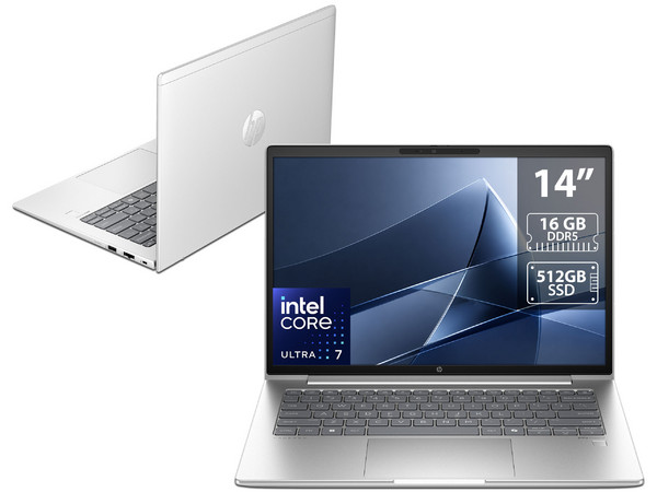 Laptop HP ProBook 440 G11:
Procesador Intel Core Ultra 7 155U (hasta 4.8 GHz),
Memoria de 16GB DDR5,
SSD de 512GB,
Pantalla de 14