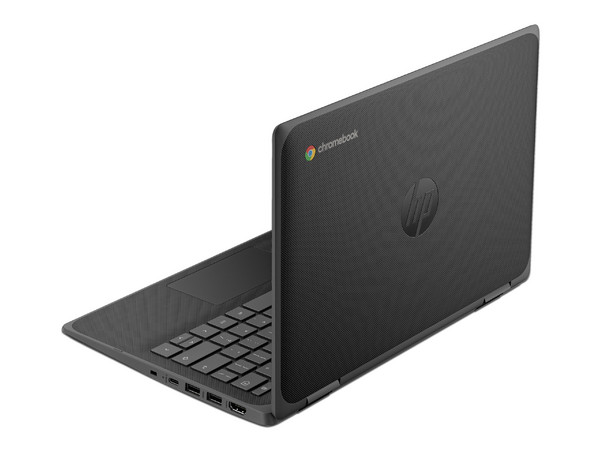 Laptop HP Fortis x360 G5: 
Procesador Intel N100 (hasta 3.4 GHz), 
Memoria de 4GB DDR4, 
eMMC de 32GB, 
Pantalla de 11