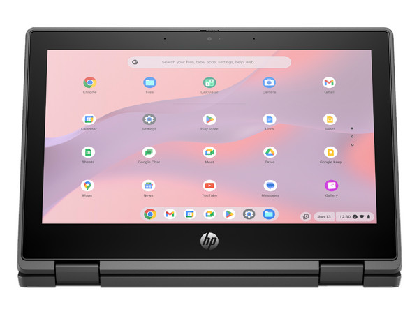 Laptop HP Fortis x360 G5: 
Procesador Intel N100 (hasta 3.4 GHz), 
Memoria de 4GB DDR4, 
eMMC de 32GB, 
Pantalla de 11