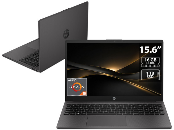 Laptop HP 255 G10: 
Procesador AMD Ryzen 5 7530U (hasta 4.5 GHz), 
Memoria de 16GB DDR4, 
SSD de 1TB, 
Pantalla de 15.6