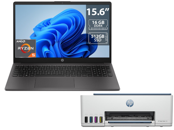 Laptop HP 255 G10: 
Procesador AMD Ryzen 5 7530U (hasta 4.5 GHz), 
Memoria de 16GB DDR4, 
SSD de 512GB, 
Pantalla de 15.6