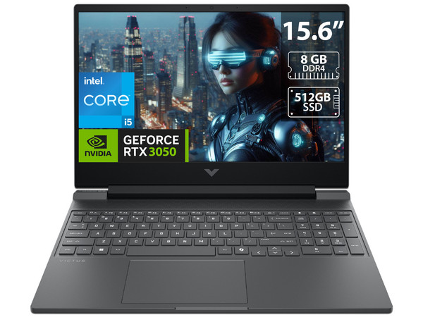 Laptop HP Victus 15:
Procesador Intel Core i5 13420H (hasta 4.6 Ghz),
Memoria de 8GB DDR4,
SSD de 512GB,
Pantalla de 15.6