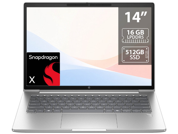 Laptop HP ProBook 4 G1q:
Procesador Snapdragon X X1-26-100 (hasta 2.7 GHz),
Memoria de 16GB LPDDR5,
SSD de 512GB,
Pantalla de 14