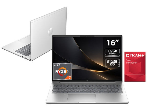 Laptop HP ProBook 4 AIG1a:
Procesador AMD Ryzen 7 250 (hasta 5.1 GHz),
Memoria de 16GB DDR5,
SSD de 512GB,
Pantalla de 16