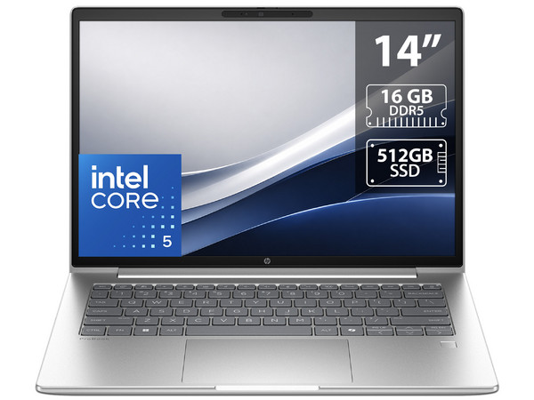 Laptop HP ProBook 4 G1iR:
Procesador Intel Core 5 120U (hasta 5.0 GHz),
Memoria de 16GB DDR5,
SSD de 512GB,
Pantalla de 14