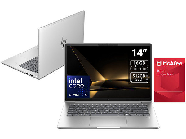 Laptop HP EliteBook 6 Next Gen AIG2i: 
Procesador Intel Core Ultra 5 325 (hasta 4.5 GHz), 
Memoria de 16GB DDR5, 
SSD de 512GB, 
Pantalla de 14
