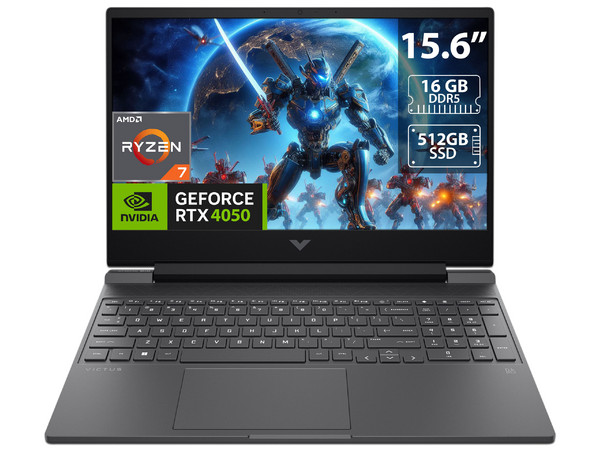 Laptop Gamer HP Victus 15-FB3093: 
Procesador AMD Ryzen 7 7445HS (hasta 4.7 GHz), 
Memoria de 16GB DDR5, 
SSD de 512GB, 
Pantalla de 15.6