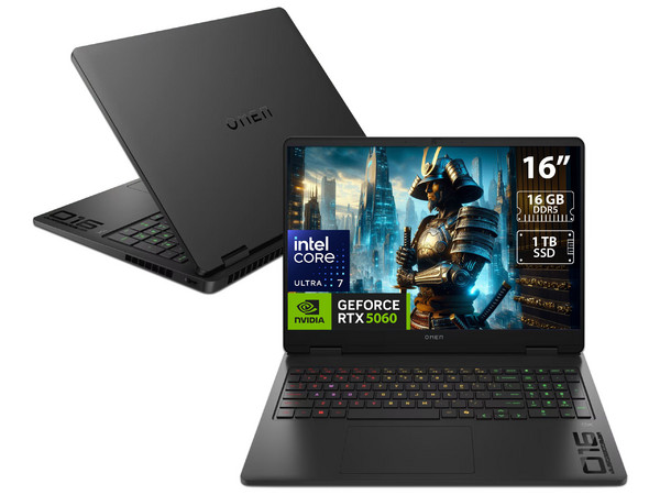 Laptop Gamer HP OMEN BZ4A3UA: 
Procesador Intel Core Ultra 7 255H (hasta 5.1 GHz), 
Memoria de 16GB DDR5, 
SSD de 1TB,
Pantalla de 16