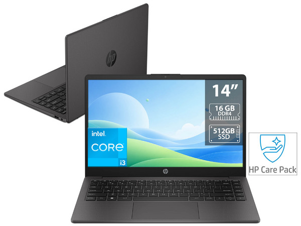 Laptop HP 240 G10: 
Procesador Intel Core i3 N305 (hasta 3.8 GHz), 
Memoria de 16GB DDR4,
SSD de 512GB, 
Pantalla de 14