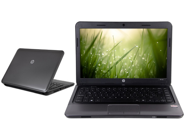Laptop HP 455:
Procesador AMD E1-1200 (1.4 GHz),
Memoria de 2 GB DDR3, Disco Duro de 320 GB,
Pantalla LED de 14