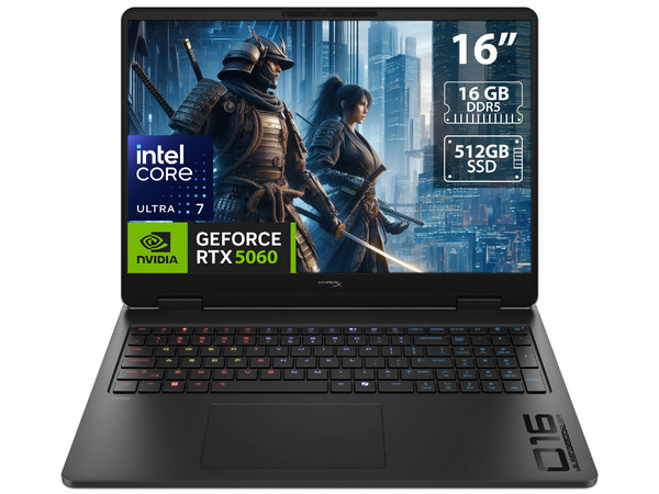 Laptop Gamer HP HyperX OMEN 16: 
Procesador Intel Core Ultra 7 356H (hasta 4.7 GHz), 
Memoria de 16GB DDR5, 
SSD de 512GB, 
Pantalla de 16