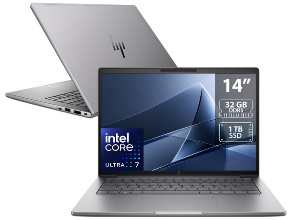 Workstation HP ZBook 8 G1i: 
Procesador Intel Core Ultra 7  255H (hasta 5.1 GHz), 
Memoria de 32GB DDR5, 
SSD de 1TB, 
Pantalla de 14