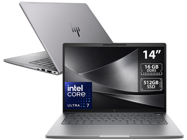 Workstation HP ZBook 8 G1i: 
Procesador Intel Core Ultra 7 255H (hasta 5.1 GHz), 
Memoria de 16GB DDR5, 
SSD de 512GB, 
Pantalla de 14
