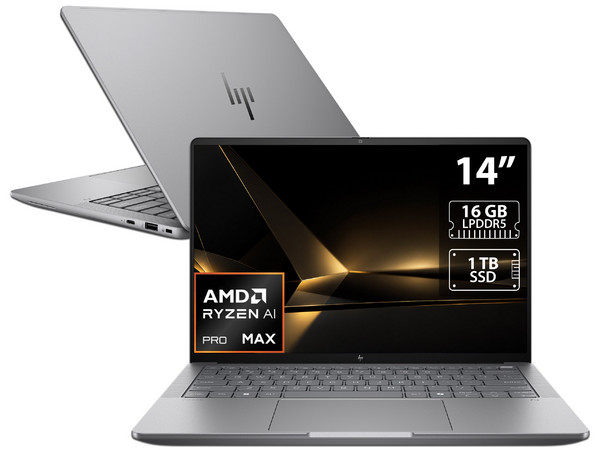 Workstation ZBook Ultra G1a: 
Procesador AMD Ryzen AI Max PRO 380 (hasta 4.9 GHz), 
Memoria de 16GB LPDDR5, 
SSD de 1TB, 
Pantalla de 14
