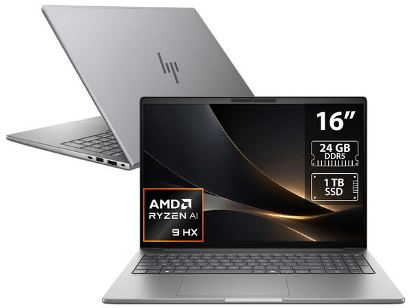 Workstation Portátil HP ZBook 8 G3a:
Procesador AMD Ryzen 9 AI HX Pro 470 (hasta 5.2 GHz),
Memoria de 24GB DDR5,
SSD de 1TB,
Pantalla de 16