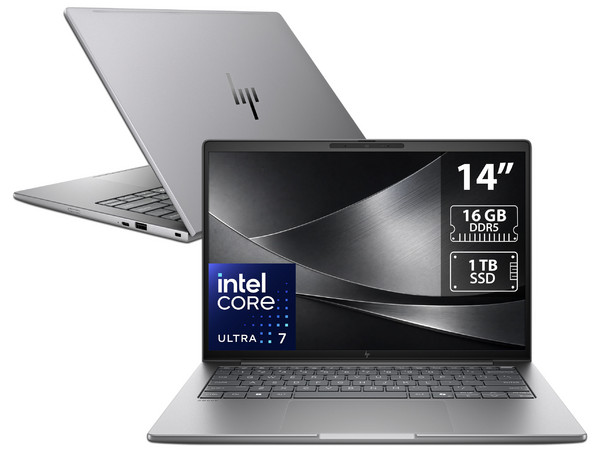 Workstation Portátil HP ZBook 8 G2i:
Procesador Intel Core Ultra 7 356H (hasta 4.7 GHz),
Memoria de 16GB DDR5,
SSD de 1TB,
Pantalla de 14