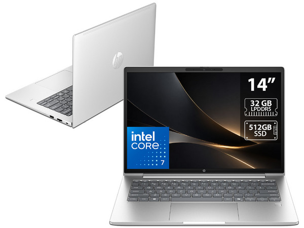 Laptop HP  ProBook 4 G2i AI: 
Procesador Intel Core 7 350 (hasta 4.8 GHz), 
Memoria de 32GB LPDDR5, 
SSD de 512GB, 
Pantalla de 14