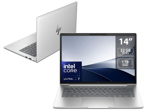 Laptop HP EliteBook 6 Next Gen AIG2i: 
Procesador Intel Core Ultra 7 356H (hasta 4.7 GHz), 
Memoria de 32GB DDR5, 
SSD de 1TB, 
Pantalla de 14