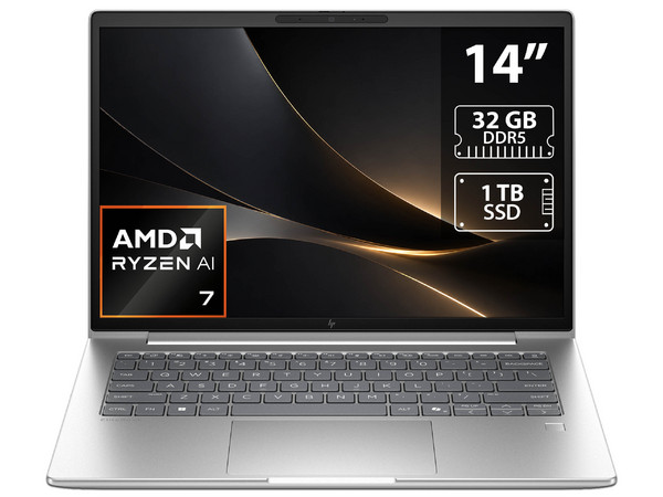 Laptop HP EliteBook 6 Next Gen: 
Procesador AMD Ryzen AI 7 445 (hasta 4.6 GHz), 
Memoria de 32GB DDR5, 
SSD de 1TB, 
Pantalla de 14