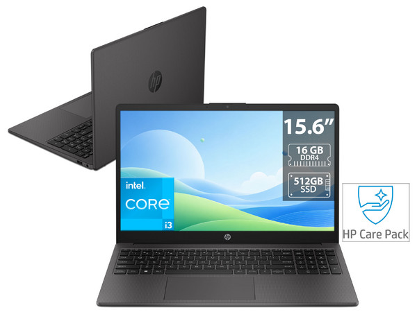Laptop HP 250 G10:
Procesador Intel Core i3 N305 (hasta 3.8 GHz),
Memoria de 16GB DDR4,
SSD de 512GB,
Pantalla de 15.6