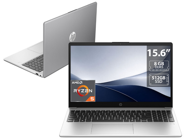 Laptop HP 255R G10:
Procesador AMD Ryzen 5 7535U (hasta 4.55 Ghz),
Memoria de 8GB DDR5,
SSD de 512GB,
Pantalla de 15.6