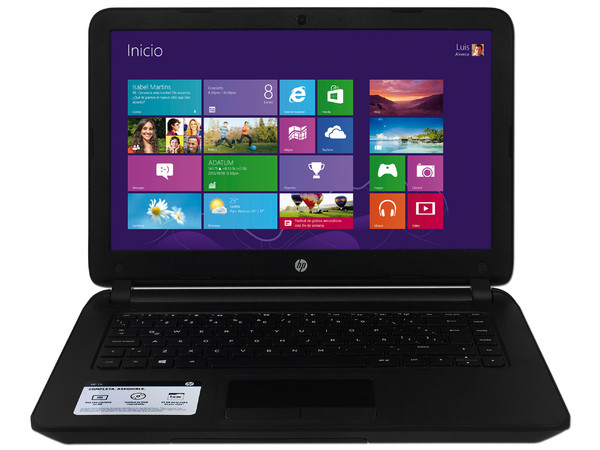 Laptop HP Pavilion 14-w001la:
Procesador AMD E1-2100 (1.0 GHz),
Memoria de 4 GB DDR3L, D. D. de 500 GB,
Pantalla LED de 14