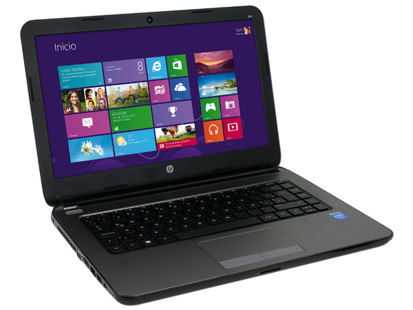 Laptop HP Pavilion 240 G3:
Procesador Intel Celeron N2840 (hasta 2.48 GHz),
Memoria de 4 GB DDR3L, D. D. de 1 TB,
Pantalla LED de 14