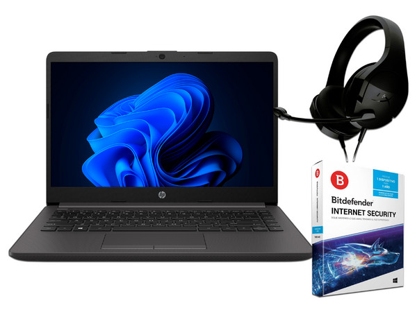 Laptop HP 240 G8:
Procesador Intel Core i5 1135G7 (hasta 4.2 GHz),
Memoria de 8GB DDR4,
SSD de 256GB,
Pantalla de 14