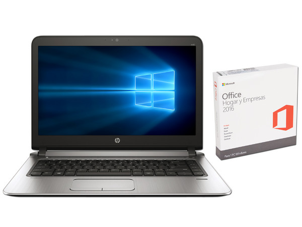Laptop HP ProBook 440 G3:
Procesador Intel Core i5 6200U (hasta 2.8 GHz),
Memoria de 12GB DDR3L,
D.D de 1TB,
Pantalla de 14
